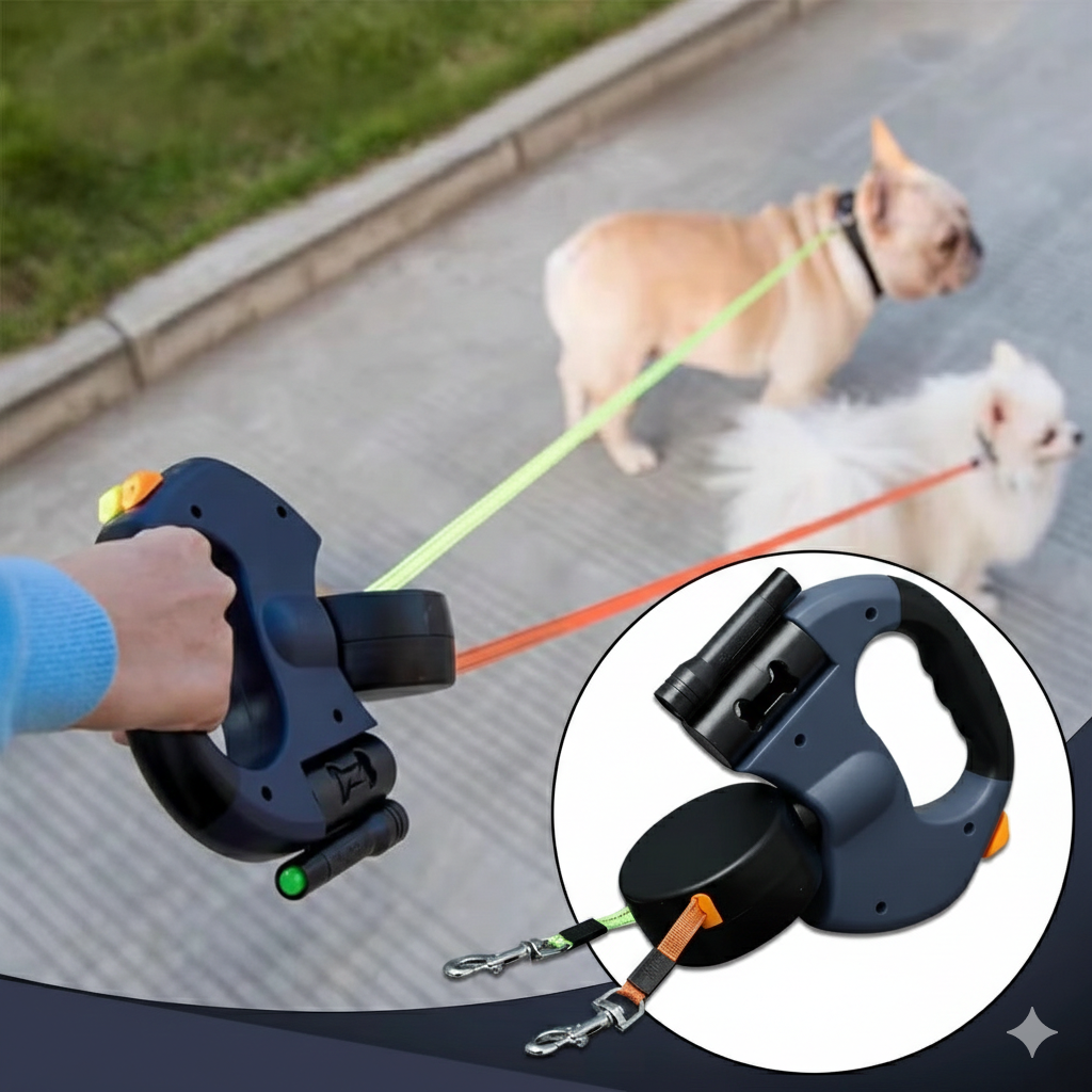 CORREA GIRATORIA DOBLE ANTIENREDOS PARA PERROS – 3 METROS | URBANDOG™